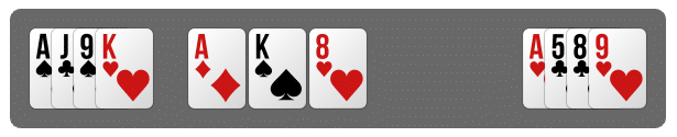 Flop az Omaha pókerben a 3 közös kártya bemutatásával