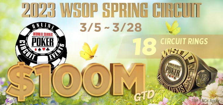 Több mint 100 millió dollár nyeremény a WSOP Spring Circuit versenysorozatán a GGPokernél